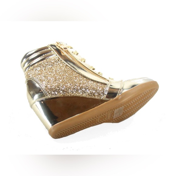 Forever Link Women’s Gold Glitter Wedge Sneakers, Assorted Sizes - Picture 2 of 4